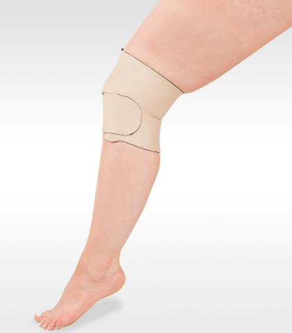 person wearing knee compression wrap